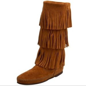 Minnetonka triple fringe boots